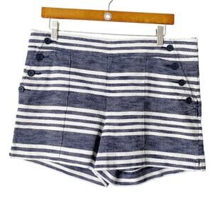 LOFT | The Riviera Shorts Sailor Stripe Cotton Nautical Blue White Size 14